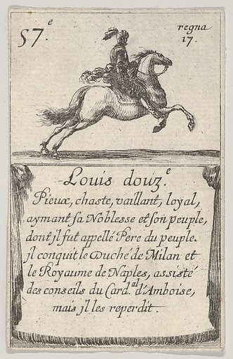 Louis douz.-e / Pieux, chaste..., from "Game of the Kings of France" (Jeu des Rois de France)