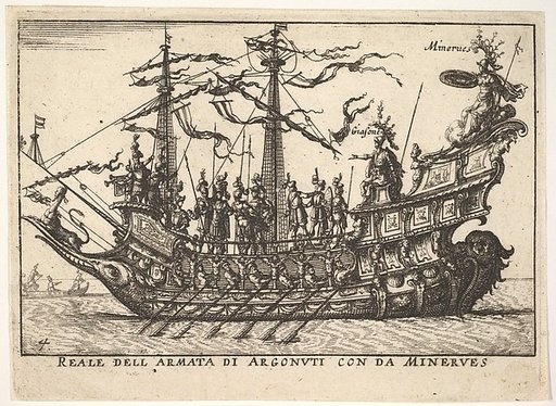 The Argonauts led by Minerva (Reale dell armata di Argonuti con da Minerves), from "The magnificent pageant on the river Arno in Florence for the marriage of the Grand Duke" (Le Magnifique carousel fait sur le fleuve de l'Arne a Florence, pour le mariage du Grand Duc)