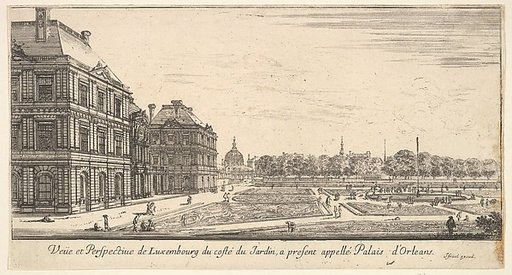 View of Luxembourg from the garden side of the Palais d'Orleans, from "Various views of remarkable places in Italy and France" (Diverses vues d'endroits remarquables d'Italie et de France)