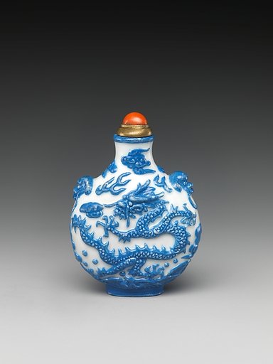 Snuff Bottle with Dragon Chasing a Flaming Pearl