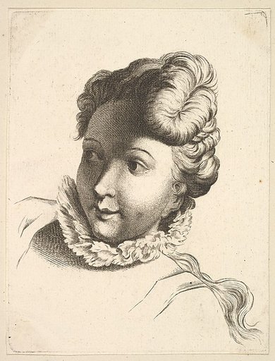 Head of a Woman Wearing a Ruff, from "Livre de Têtes Gravées d'apres F. Boucher et Autres" (Book of Heads Engraved after F. Boucher and Others)
