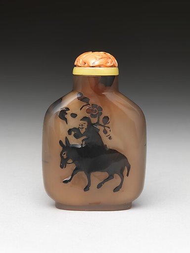 Snuff Bottle with Old Man Riding a Donkey