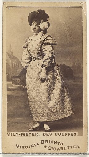 Mily-Meyer, Des Bouffes, from the Actors and Actresses series (N45, Type 1) for Virginia Brights Cigarettes
