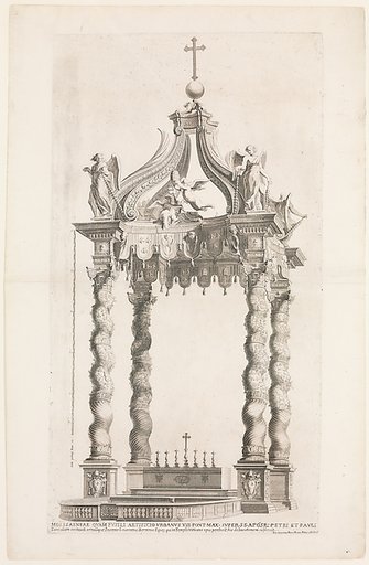 Isolated View of Bernini's Baldacchino. Plate 39 from the Album 'Basilica di S. Pietro in Vaticano'