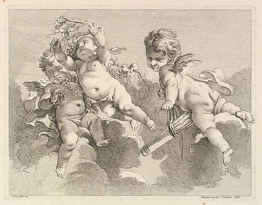 Three Loves, One holding a Quiver, the Other, Grapes