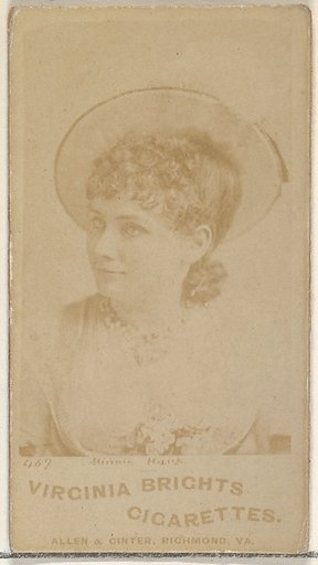 Card 469, Minnie Hank, from the Actors and Actresses series (N45, Type 1) for Virginia Brights Cigarettes