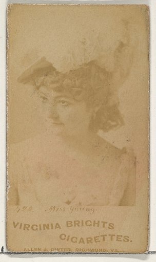 Card 422, Miss Young, from the Actors and Actresses series (N45, Type 1) for Virginia Brights Cigarettes