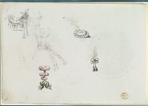 Sketches for Details of a Dress and Other Accessories