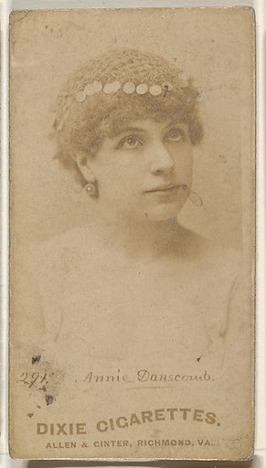 Card 291, Annie Danscomb, from the Actors and Actresses series (N45, Type 1) for Virginia Brights Cigarettes