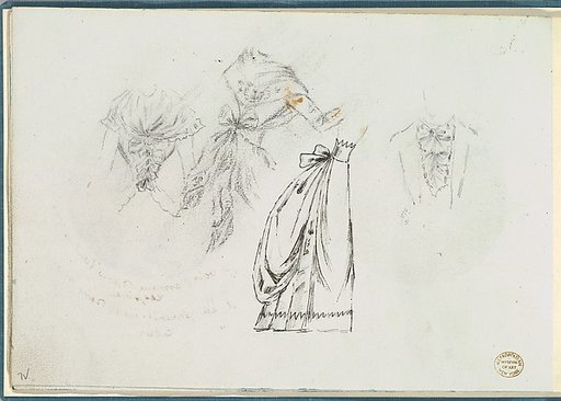 Sketches of Bodices with Bows and a Bouffant Skirt