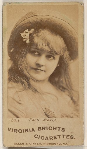 Card 321, Paoli Marie, from the Actors and Actresses series (N45, Type 1) for Virginia Brights Cigarettes