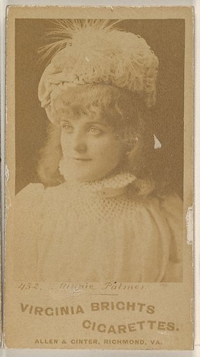 Card 432, Minnie Palmer, from the Actors and Actresses series (N45, Type 1) for Virginia Brights Cigarettes