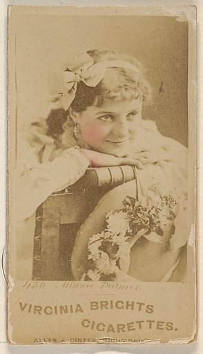Card 430, Minnie Palmer, from the Actors and Actresses series (N45, Type 1) for Virginia Brights Cigarettes