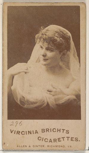 Card 296, from the Actors and Actresses series (N45, Type 5) for Virginia Brights Cigarettes