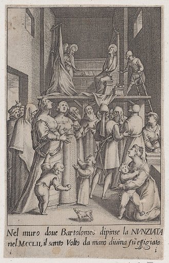 The Painting of the Aunnunciation, from Scelta d'Alcuni Miracoli e Grazie della Santissima Nunziata di Firenze (Selection of Some Miracles and Graces that Occurred in the Church of the Annunziata in Florence)