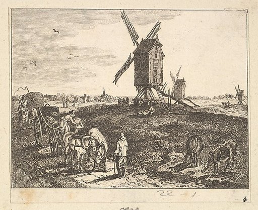 Landscape with Windmills and Cart
