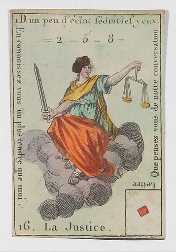 La Justice, from the playing cards (for quartets) "Costumes des Peuples Étrangers"