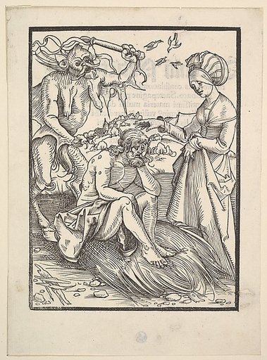 Job Tempted by a Demon; verso text from the Speculum Patientiae