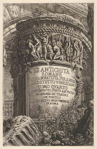 Title page: Volume IV, "The Antiquities of Rome by Giambatista Piranesi, Venetian Architect (...), from "Roman Antiquities" (Le Antichità Romane)