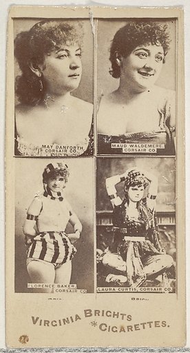 May Danforth, Corsair Co./ Maud Waldemere, Corsair Co./ Florence Baker, Corsair Co./ Laura Curtis, Corsair Co., from the Actors and Actresses series (N45, Type 4) for Virginia Brights Cigarettes