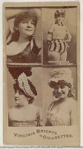 May Danforth, Corsair Co./ Florence Baker, Corsair Co./ Maud Waldemere, Corsair Co./ Verona, from the Actors and Actresses series (N45, Type 4) for Virginia Brights Cigarettes