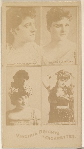Clara Davenport/ Marion Blanchard/ Maud Waldemere, Corsair Co./ Laura Curtis, Corsair Co., from the Actors and Actresses series (N45, Type 4) for Virginia Brights Cigarettes