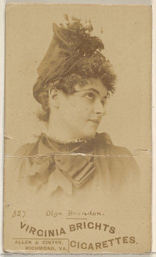 Card 527, Olga Brandon, from the Actors and Actresses series (N45, Type 6) for Virginia Brights Cigarettes
