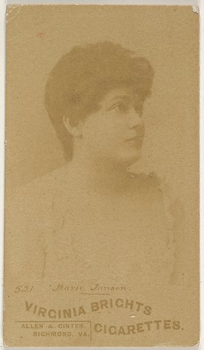Card 521, Marie Jansen, from the Actors and Actresses series (N45, Type 6) for Virginia Brights Cigarettes
