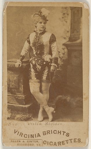 Card 546, Julia Sheldon, from the Actors and Actresses series (N45, Type 6) for Virginia Brights Cigarettes