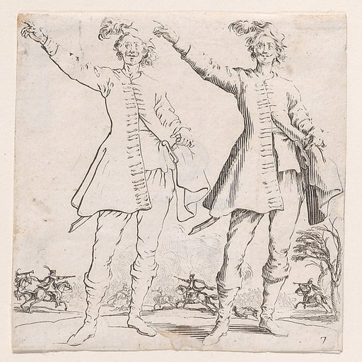 Le Turc Vu de Face, Levant le Bras Droit (Front View of the Turk, Raising his Right Arm), plate 7 from "Varie Figure" (Various Figures)