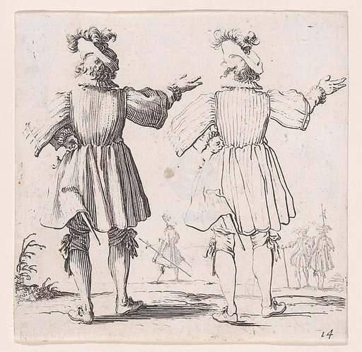 L'Officier a la Collerette Vu de Dos (The Officer with the Hackle Seen from Behind), plate 14 from "Varie Figure" (Various Figures)