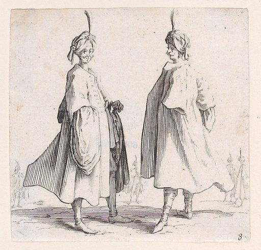 Les Deux Turcs Coiffés d'un Turban Avec un Aigrette (Two Turks Wearing Turbans with an Egret Feather), plate 8 from "Varie Figure" (Various Figures)