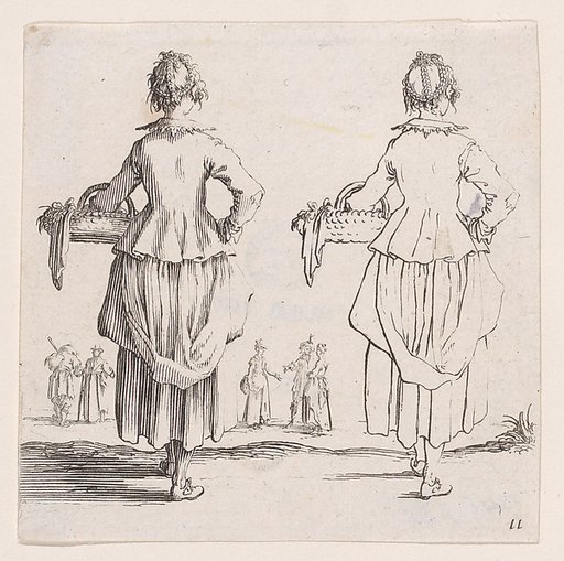 La Paysanne Vue de Dos, Tenant un Panier a son Bras Gauche (The Peasant Woman Viewed from Behind, Holding a Basket in his Left Arm), plate 11 from "Varie Figure" (Various Figures)