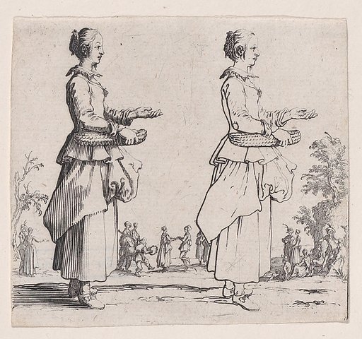 La Paysanne Tournée a Droite et Tenant un Panier (The Peasant Woman Turned to the Right and Holding a Basket), from "Varie Figure" (Various Figures)