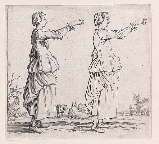 La Paysanne Tournée a Droite, la Main Tendue en Avant (The Peasant Woman Turned  to the Right, her Hand Extended Forward), from "Varie Figure" (Various Figures)