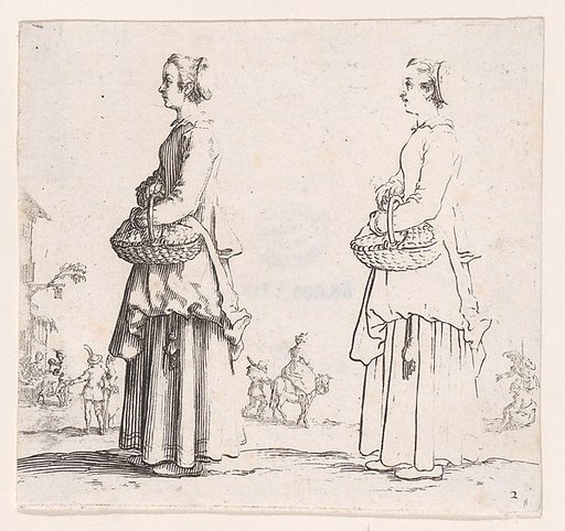 La Paysanne Tournée a Gauche, un Panier a son Bras (La Paysanne Turned to the Left, a Basket in her Arms), plate 2 from "Varie Figure" (Various Figures)