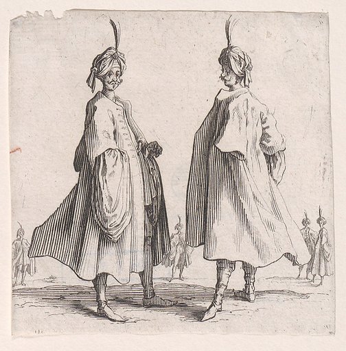 Les Deux Turcs Coiffés d'un Turban Avec un Aigrette (Two Turks Wearing Turbans with an Egret Feather), from "Varie Figure" (Various Figures)