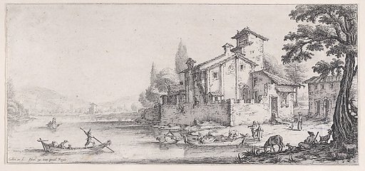La Promenade sur L'Eau (The Walk by the Water), from "Paysages Gravés pour Jean de Médicis appelées aussi Paysages Dessinés a Florence, Vues de Florence, Paysages d'Italie, et Paysages Définitifs" (Landscapes Engraved for Giovanni de'Medici, Landscapes Designed in Florence, Views of Florence, Landsc