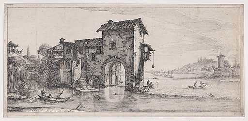 Le Moulin a Eau (The Water Mill), from Paysages Gravés pour Jean de Médicis appelées aussi Paysages Dessinés a Florence, Vues de Florence, Paysages d'Italie, et Paysages Définitifs (Landscapes Engraved for Giovanni de'Medici, Landscapes Designed in Florence, Views of Florence, Landscapes of Italy, a