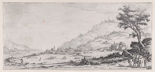 Le Chasse aux Oiseaux (The Bird Hunt), from "Paysages Gravés pour Jean de Médicis appelées aussi Paysages Dessinés a Florence, Vues de Florence, Paysages d'Italie, et Paysages Définitifs" (Landscapes Engraved for Giovanni de'Medici, Landscapes Designed in Florence, Views of Florence, Landscapes of I