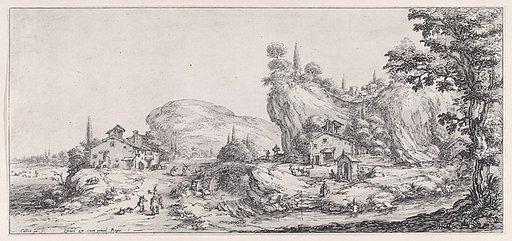 Le Retour de la Chasse (The Return of the Hunt), from "Paysages Gravés pour Jean de Médicis appelées aussi Paysages Dessinés a Florence, Vues de Florence, Paysages d'Italie, et Paysages Définitifs" (Landscapes Engraved for Giovanni de'Medici, Landscapes Designed in Florence, Views of Florence, Lands