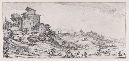 Le Chasse au Cerf (The Stag Hunt), from "Paysages Gravés pour Jean de Médicis appelées aussi Paysages Dessinés a Florence, Vues de Florence, Paysages d'Italie, et Paysages Définitifs" (Landscapes Engraved for Giovanni de'Medici, Landscapes Designed in Florence, Views of Florence, Landscapes of Italy