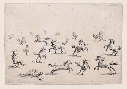 Chevaux Courant en Liberte (Horses Running Freely), from "Les Caprices" Series A, The Florence Set