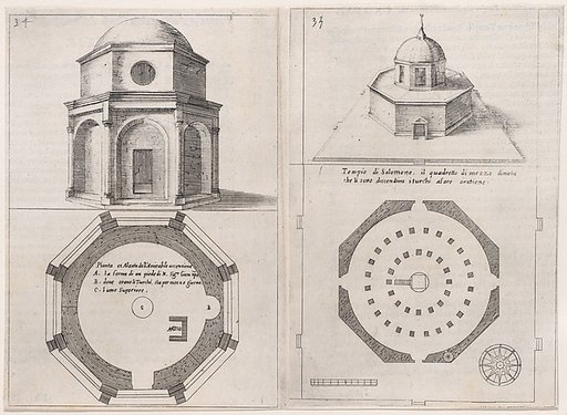 Plates 27 and 28, from "Trattato delle Piante & Immagini de Sacri Edifizi di Terra Santa" (Treatise of the Plans & Images of the Sacred Buildings of the Holy Land)
