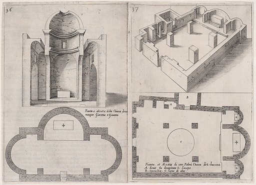 Plates 29 and 30, from "Trattato delle Piante & Immagini de Sacri Edifizi di Terra Santa" (Treatise of the Plans & Images of the Sacred Buildings of the Holy Land)