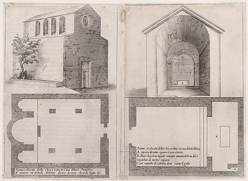 Plates 12 and 13, from "Trattato delle Piante & Immagini de Sacri Edifizi di Terra Santa" (Treatise of the Plans & Images of the Sacred Buildings of the Holy Land)