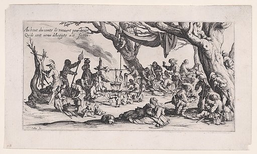 A Roma camp [historically known as Le Halte des Bohémiens: Les Apprêts du Festin (The Gypsy Stopover: The Preparations for the Feast) , from Le Bohémiens, série appelée aussi Les Égyptiens, La Marche des Bohémiens, La Vie Errante des Bohémiens, Les Marches Égyptiennes (The Gypsies, series also calle