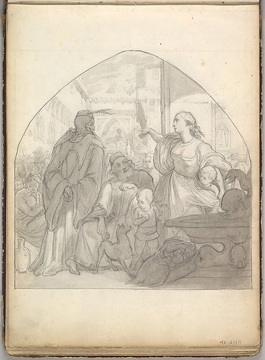 Scene in an Italian City with Figures Near a Fountain