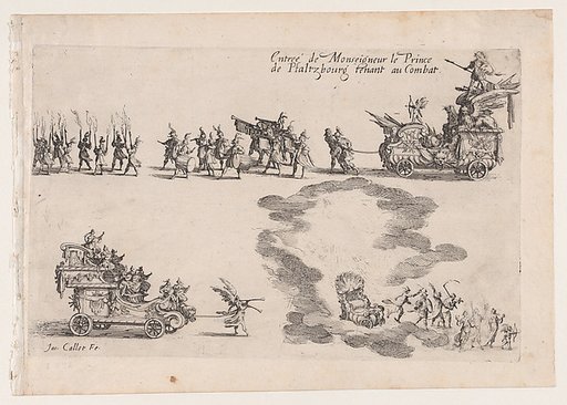 Entrée du Prince de Pfalzbourg (Entrance of the Prince of Pflazbourg), from Le Combat a la Barrière in the Palace at Nancy by Henri Humbert, printed by Sebastien Phillipe