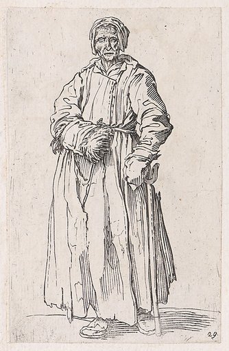 Reverse Copy of Le Mendiant aux Béquilles Coiffée d'un Chapeau et Vu de Dos (The Beggar with Crutches Wearing a Hat and Viewed from Behind), from Les Gueux suite appelée aussi Les Mendiants, Les Baroni, ou Les Barons (The Beggars, also called the Barons)